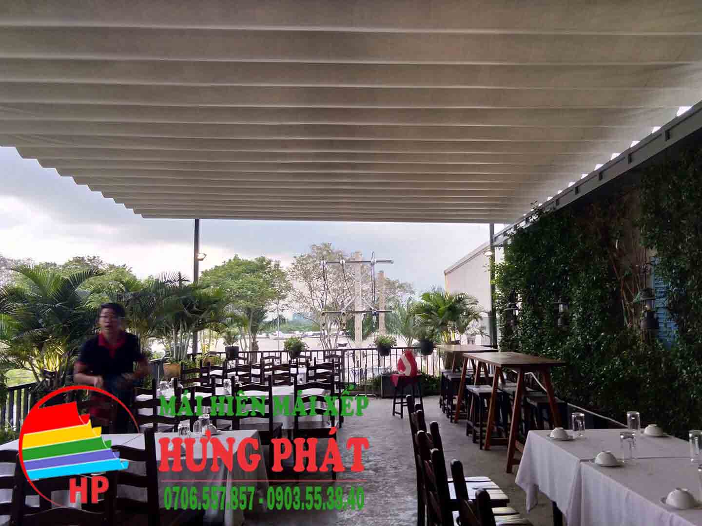 mái xếp che nắng ngoài trời cafe quán nhậu