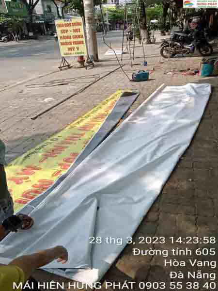 Bạt rũ che nắng kết hợp quảng cáo lắp đặt tại Hòa Vang (4)