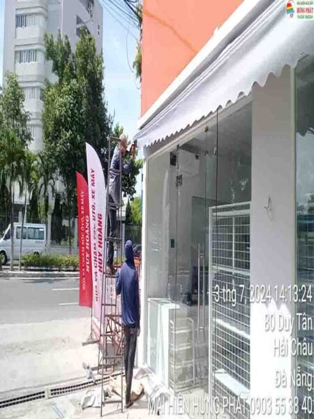 Lắp mái hiên di động cho Vinmart 06 Duy Tân Hải Châu Đà Nẵng (4)