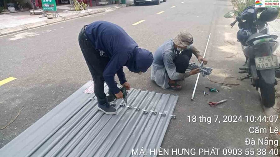 Thay bạt xếp di động lượn lớn tại 165 Bùi Thiện Ngộ Hòa Xuân Đà Nẵng (2)