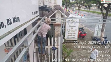 Thi công mái xếp mặt tiền cho Spa 516 Lê Văn Hiến Ngủ Hành Sơn Đà Nẵng (1)