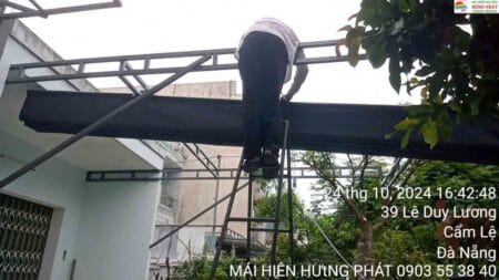 Mái che xếp di động giá rẻ lắp đặt tại 28 Lê Duy Lương Đà Nẵng (5)