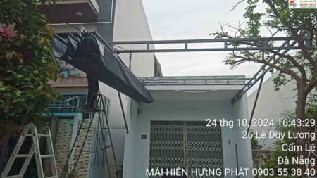 Mái che xếp di động giá rẻ lắp đặt tại 28 Lê Duy Lương Đà Nẵng (6)