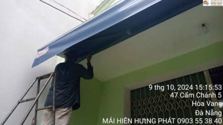 Thi công bạt mái hiên che nắng tại 33 Cẩm Chánh 2 Hòa Xuân Đà Nẵng (3)