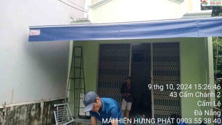 Thi công bạt mái hiên che nắng tại 33 Cẩm Chánh 2 Hòa Xuân Đà Nẵng (7)