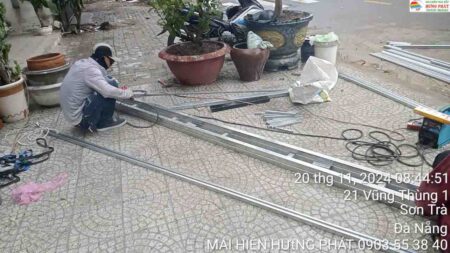 Bạt xếp bi trượt sân che nhà Phố số 17 vũng Thung 1 , Sơn Trà Đà Nẵng