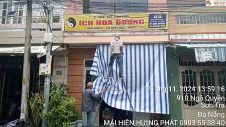 Thay bạt mái che quay tay tại 145 Nguyễn Bỉnh Khiêm Sơn Trà Đà Nẵng