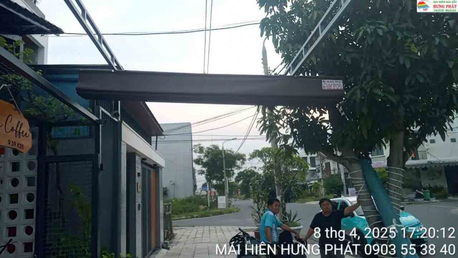 Bạt xếp di động lắp đặt cho quán cafe tại 59 đường K20 Khu Nam Việt Á Ngũ Hành Sơn (1)