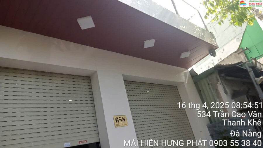 Lắp đặt mái hiên di động trong ngày cho Cửa hàng xe máy Đức Vũ 658 Trần Cao Vân Đà Nẵng (1)