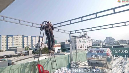 Lắp mái xếp di động trên sân thượng tại 18 Dương Lâm Sơn Trà Đà Nẵng (1)