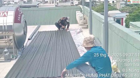 Lắp mái xếp di động trên sân thượng tại 18 Dương Lâm Sơn Trà Đà Nẵng (1)
