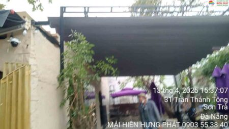 Mái che xếp di động cho quán cafe Cóc tại Trần Thánh Tông, Sơn Trà Đà Nẵng (3)