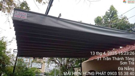 Mái che xếp di động cho quán cafe Cóc tại Trần Thánh Tông, Sơn Trà Đà Nẵng (3)