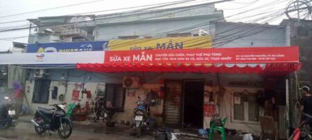 Mái che xếp di động lắp đặt cho tiệm Sửa xe 16 Nguyễn Khuyến Đà Nẵng (1)