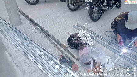 Mái che xếp di động mini thi công tại 148 Nguyễn Bính Phước Lý Đà Nẵng (1)