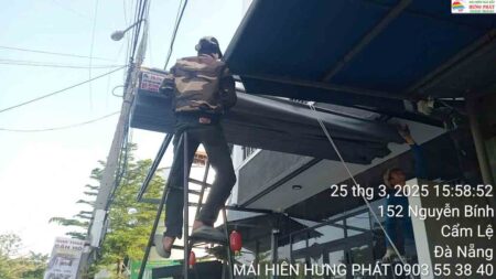 Mái che xếp di động mini thi công tại 148 Nguyễn Bính Phước Lý Đà Nẵng (1)