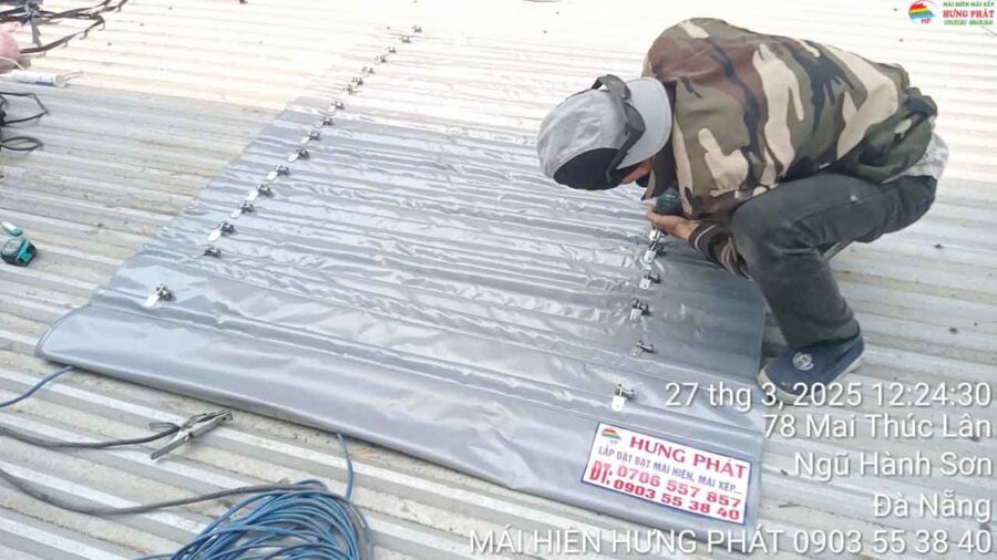 Thi công mái xếp di động tại 78 Mai Thúc Lân, Ngủ Hành Sơn Đà Nẵng (1)