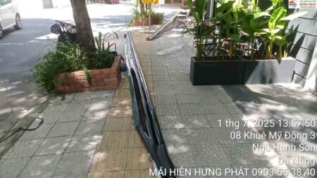 Mái hiên di động lắp đặt cho quán Cafe vỉa hè 08 Khuê Mỹ Đông 3 (2)