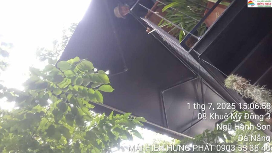 Mái hiên di động lắp đặt cho quán Cafe vỉa hè 08 Khuê Mỹ Đông 3 (2)