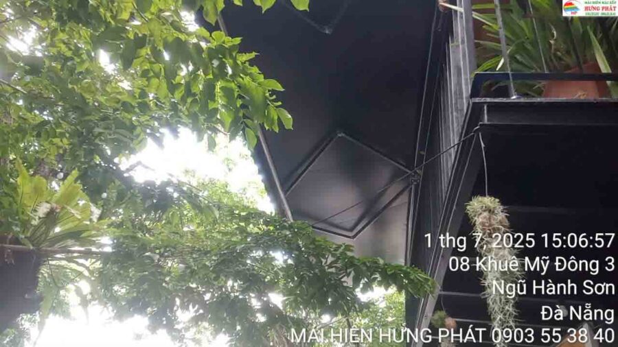 Mái hiên di động lắp đặt cho quán Cafe vỉa hè 08 Khuê Mỹ Đông 3 (2)