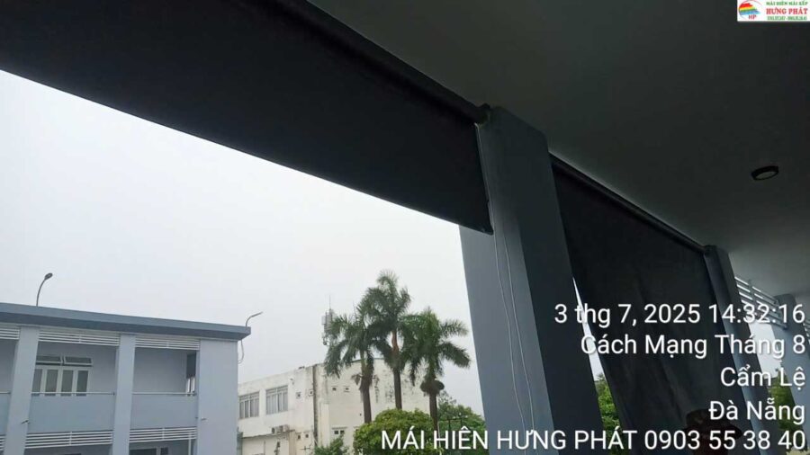 Mái thả kéo dây che nắng mưa tại trụ sở công an Cẩm Lệ Đà Nẵng (1)