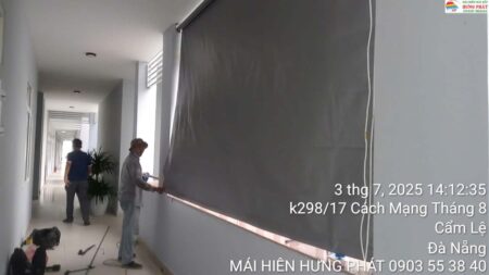 Mái thả kéo dây che nắng mưa tại trụ sở công an Cẩm Lệ Đà Nẵng (1)