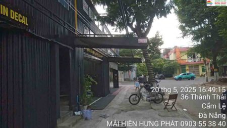 Mái xếp di động giá rẻ lắp đặt tại gara 21 Thành Thái Đà Nẵng (1)