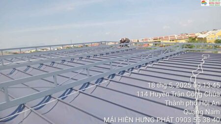Mái xếp di động hệ cột 4d diện tích 350 m2 chia thành 2 thớt lắp đặt tại Hội An (1)