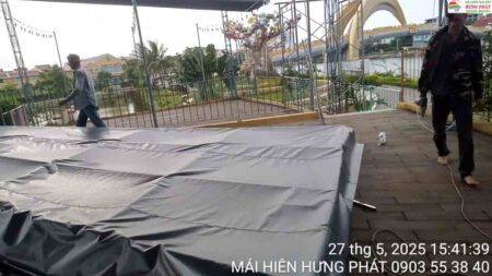 Thi công tè nóc bạt xếp di động tại Hội An Đà Nẵng (1)