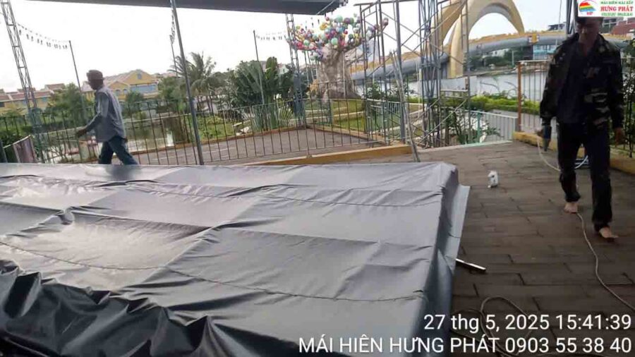 Thi công tè nóc bạt xếp di động tại Hội An Đà Nẵng (1)