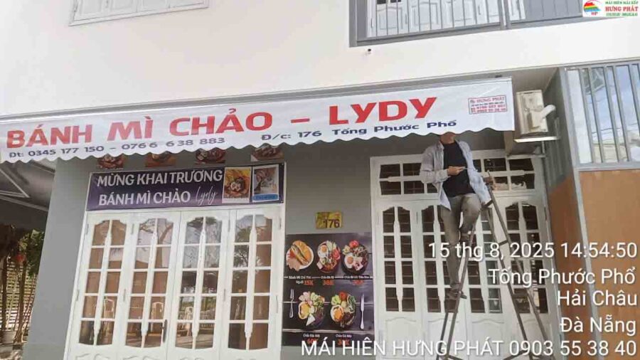 Mái hiên in bèo di động lắp mới tại Quảng Trường 29 Đà Nẵng (1)