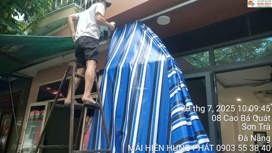 Thay bạt mái hiên mái thả tại 15 Cao Bá Quát Sơn Trà (1)